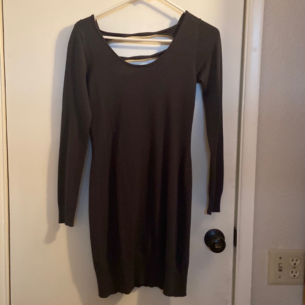 Long sleeved grey sweat dress